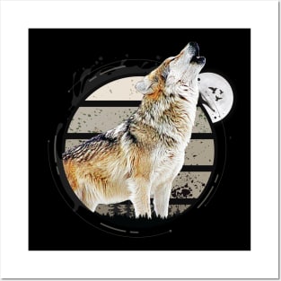 Howling Wolf During Full Moon Posters and Art